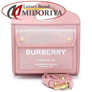 Burberry Pocket Bag Shoulder Canvas Leather Pink